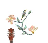 Guitar Headstock Decal, Rose Magnolia Bird Headstock Decal, Removable Rose Stickers, Musical Instruments Decorations, Inlay Sticker for Guitar