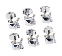 Guitar Headstock Tuner Set Sealed Silver Machine Heads 15: 1 Gear Ratio with Ferrules and Screws for Replacement Jobs Peghead Tuner Luthier Parts Restring Hardware Chrome Diecast Post Button Ferrule