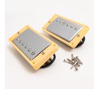 Guitar Humbucker Pickups Set Compatible with Gibson LP SG Style Guitars, Ceramic Magnet, Gold or Chrome Cover, High Output Neck & Bridge Pickups for Les Paul Upgrade (Chrome YW)
