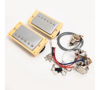 Guitar Humbucker Pickups Set with 1V1T Wiring Harness Kit, Compatible with Gibson LP SG Les Paul Style Electric Guitar, Neck & Bridge Pickups Set Guitar Accessoires (Chrome YW 1V1T Set)