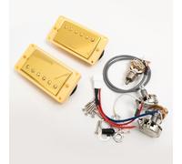Guitar Humbucker Pickups Set with 1V1T Wiring Harness Kit, Compatible with Gibson LP SG Les Paul Style Electric Guitar, Neck & Bridge Pickups Set Guitar Accessoires (Gold YW 1V1T Set)