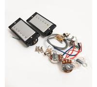 Guitar Humbucker Pickups Set with 2V1T Wiring Harness Kit, Compatible with Gibson LP SG Les Paul Style Electric Guitar, Neck & Bridge Pickups Set Guitar Accessoires (Chrome BK 2V1T Set)