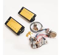 Guitar Humbucker Pickups Set with 2V2T Wiring Harness Kit, Compatible with Gibson LP SG Les Paul Style Electric Guitar, Neck & Bridge Pickups Set Guitar Accessoires (Gold BK 2V2T Set)