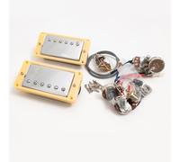 Guitar Humbucker Pickups Set with 2V2T Wiring Harness Kit, Compatible with Gibson LP SG Les Paul Style Electric Guitar, Neck & Bridge Pickups Set Guitar Accessoires (Chrome YW 2V2T Set)