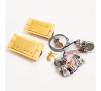 Guitar Humbucker Pickups Set with 2V2T Wiring Harness Kit, Compatible with Gibson LP SG Les Paul Style Electric Guitar, Neck & Bridge Pickups Set Guitar Accessoires (Gold YW 2V2T Set)