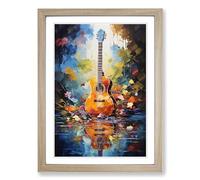 Guitar Impressionism Framed Print | A2 Oak Framed Wall Art | Ready to Hang | Impressionist Music Picture | Living Room Bedroom Lounge Office