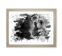 Guitar in Flames V4 Modern Framed Print | A4 Oak Framed Wall Art | Ready to Hang | Modern Music Picture | Living Room Bedroom Lounge Office