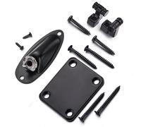 Guitar Jack Plate, Electric Guitar Parts Boat Shaped Audio Cable Jack Plate and Neck Plate with Mounting Screws Electric Guitar Output Jack for Strat Guitars (Black)