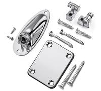 Guitar Jack Plate, Guitar Input Jack Boat Shaped Audio Cable Jack Plate and Neck Plate with Mounting Screws Electric Guitar Output Jack for Guitars (Silver)