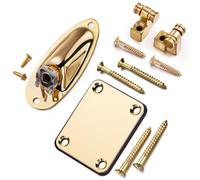 Guitar Jack Plate, Guitar Input Jack Boat Shaped Audio Cable Jack Plate and Neck Plate with Mounting Screws Electric Guitar Output Jack for Guitars (Gold)