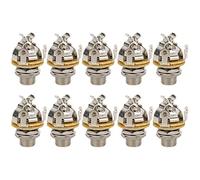 Guitar Jack Plug Socket Mono 10Pcs 6.35mm Silver, 1/4 Inch Panel Mount - Durable Acoustic Electric Guitar Connector, Easy Installation, Studio and Live Use