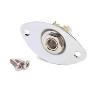 Guitar Jack Socket Oval 6.35mm for Electric Guitar and Bass | Chrome Plated Iron and Copper Build, Ready to Install, Includes 2 Mounting Screws for Replacement Use