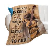 Guitar Jesus Print Blanket Christian Music Throw Blankets for Couch Sofa Bed Stuff Decor Lightweight Soft Cozy Fleece Plush Flannel Bedding for Girls Boys Kids Adults Men Women 40"x50"