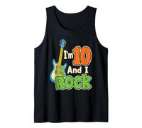 Guitar Kids 10th Birthday I'm 10 and I Rock Guitarist Gift Tank Top