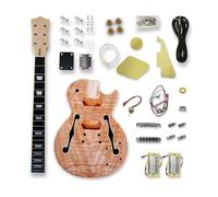 Guitar Kit Body Double Shake Electric Guitar Kit Assembly DIY 6 String 22 Fret Accessories(F hole)