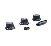 Guitar Knob Set, Accurate Volume Tone Control Knob for ST SQ Electric Guitars, 24 Fine Spline CTS Style, Plastic Material (Black Color White Word