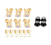 Guitar Knobs 2 Volumes and 2 Tones Silver Top Hat Bell & 6 Guitar Tuning Pegs Tuner Touches Strings Button 3L + Gold