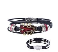 Guitar Leather Bracelet - Hand Woven Zinc Bracelet | Adjustable Oil Drop Note Design for Comfort | Leather Bracelets - Gift for Music Lovers, Se référer à la description, Zinc and PU Leather, Refer to