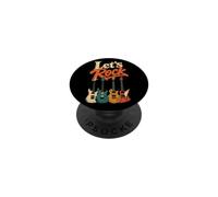 Guitar Let's Rock Retro Guitarist Player Music Gift PopSockets Adhesive PopGrip