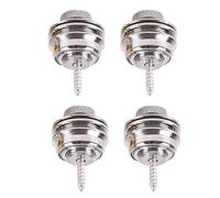 Guitar Locking Strap Locks, 4 Pcs Security Quick Release Strap Button Retainer Locking Straplocks Replacement Parts for Electric Guitar, Bass, Ukulele, Banjo (Silver)
