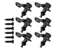 Guitar Locking Tuners Premium Alloy Lock String Sealed Tuning Key Pegs Machine Heads for Acoustic Electric Guitars Black 6 Pack (Six left button set)