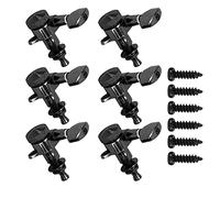 Guitar Locking Tuners Premium Alloy Lock String Sealed Tuning Key Pegs Machine Heads for Acoustic Electric Guitars Black 6 Pack (Six right button set)