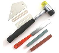 Guitar Luthier Tool Kit Double Headed Guitar Bass Fret Wire Rubber Hammer,Guitar Fret Crowning Luthier File,Stainless Steel Fret Rocker,Fingerboard Guards Protectors and Grinding Stone for Guitar