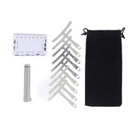 Guitar Measurement Tool Set, Foldable Feeler Gauge, Fretboard Radius Gauge 7.25 20 Inch, String Action Height Gauge, Stainless Steel Material for Electric Guitars, Basses, Acoust
