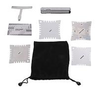 Guitar Measuring Set Stainless Steel String Distance Height Radian Ruler Kit with T Ruler for Electric Bass Banjo Maintenance and Repair Silver 16 Piece Set