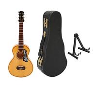 Guitar Model, 6.69in Miniature Guitar Decoration Handicraft Basswood Mini Acoustic Guitar with Stand Basswood Metal Mini Wall Hanging Musical Instrument Replica Ornaments for Graduation Ceremony