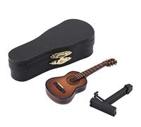 Guitar Model - Miniature Wooden Guitar Model Display Mini Musical Ornaments Craft Home Decor(咖啡色)