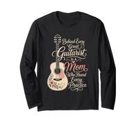 Guitar Mom Behind Every Great Guitarist is A Mom Gift Long Sleeve T-Shirt