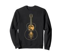 Guitar Mountain Lake Line Art Nature Guitarist Gift Sweatshirt