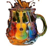 Guitar Mug, Novelty Music Themed Mug, 3 D Printed Guitars Art Coffee Mugs, Music Themed Coffee Cup with Artistic Atmosphere, Handmade Colored Guitars Cup, Collectible Present for Musics Lovers