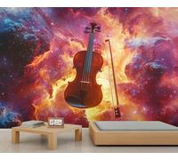 Guitar Mural Wallpaper, Music Wall Mural, Rock Style Bedroom Wallpaper, Music Wall Decor - 100x70cm (Not Peel n' Stick)