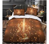 Guitar Music Glow Comforter Cover 3D Design Printed Durable 3 Pcs Bedding Set Zipper Ornate Musical Quilt Cover Luxury Machine Washable for Kids Girls Boys Adults Women Teens King（220x240cm）