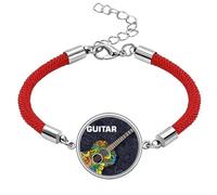 Guitar Music Instrument Pattern Design Lucky Red String Bracelet Rope Bracelet Handmade