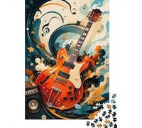 Guitar Music Leaves 1000 Piece Mini Jigsaw Puzzle For Adults Gift Idea | 38x26cm Cardboard Puzzle Lovers Family Bonding Puzzle Game Birthday Gift Home Decor