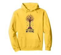 Guitar Music Runs Through My Veins Artistic Graphic Pullover Hoodie, Adult Unisex, Lemon, S