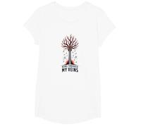 Guitar Music Runs Through My Veins Artistic Graphic T-Shirt, Girls, White, Small