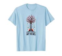 Guitar Music Runs Through My Veins Artistic Graphic T-Shirt, Men, Baby Blue, S