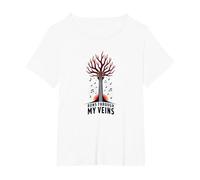 Guitar Music Runs Through My Veins Artistic Graphic T-Shirt, Women's Plus, White, 2X