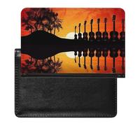 Guitar Music Sunset Passport Cover Protector Rfid Blocking Passport Holder Id Card Holder Secure Travel Wallet Organizer for Passport Tickets Credit Cards, style, One Size