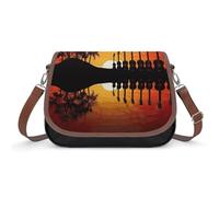 Guitar Music Sunset Shoulder Bag for Women, Handbag with Adjustable Strap & Inner Pocket, Crossbody Bag for Daily Commute Travel