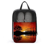 Guitar Music Sunset Travel Shoe Bag, Waterproof Storage Pouch with Zipper, Portable Shoe Organizer for Women And Men