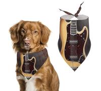 Guitar Musical Instrument Dog Bandanas for Feeding Grooming, Triangle Pet Bibs for Cats & Dogs Washable Fashion Pets Scarf for Party Travel 27.6 X 11.8 Inch