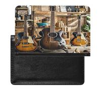 Guitar Musical Instrument Passport Holder Cover Wallet Leather Passport Holder Travel Wallets Ultra Slim Passport Wallet Cover Case for Travel Must Haves Accessories Passport Book Holders