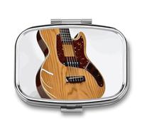 Guitar Musical Instrument Pill Box 2 Compartments Portable Travel Pill Case Mini Medicine Organizer for Pocket Purse Metal Waterproof Medicine Container Holder Vitamin Fish Oil