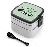 Guitar My Dad Rocks Bento Lunch Box Adults with Compartments Handle Food Containers 1000ml