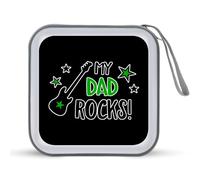 Guitar My Dad Rocks Portable CD Case Holder 48 Capacity Travel DVD Storage Boxs Wallet Bag